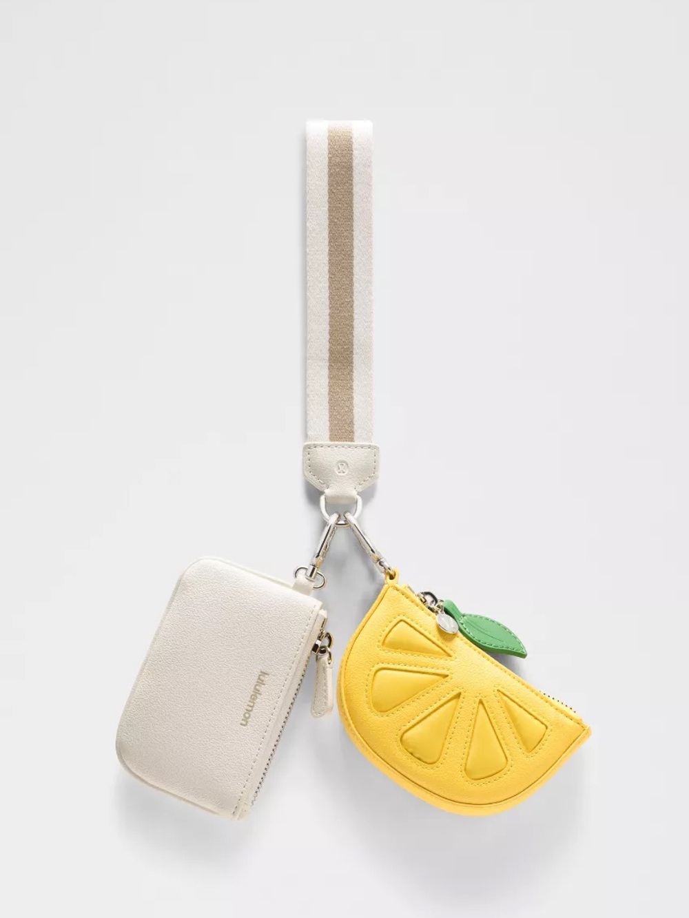 NWT Lululemon Lemon Dual Pouch Wristlet, Ivory/Yellow